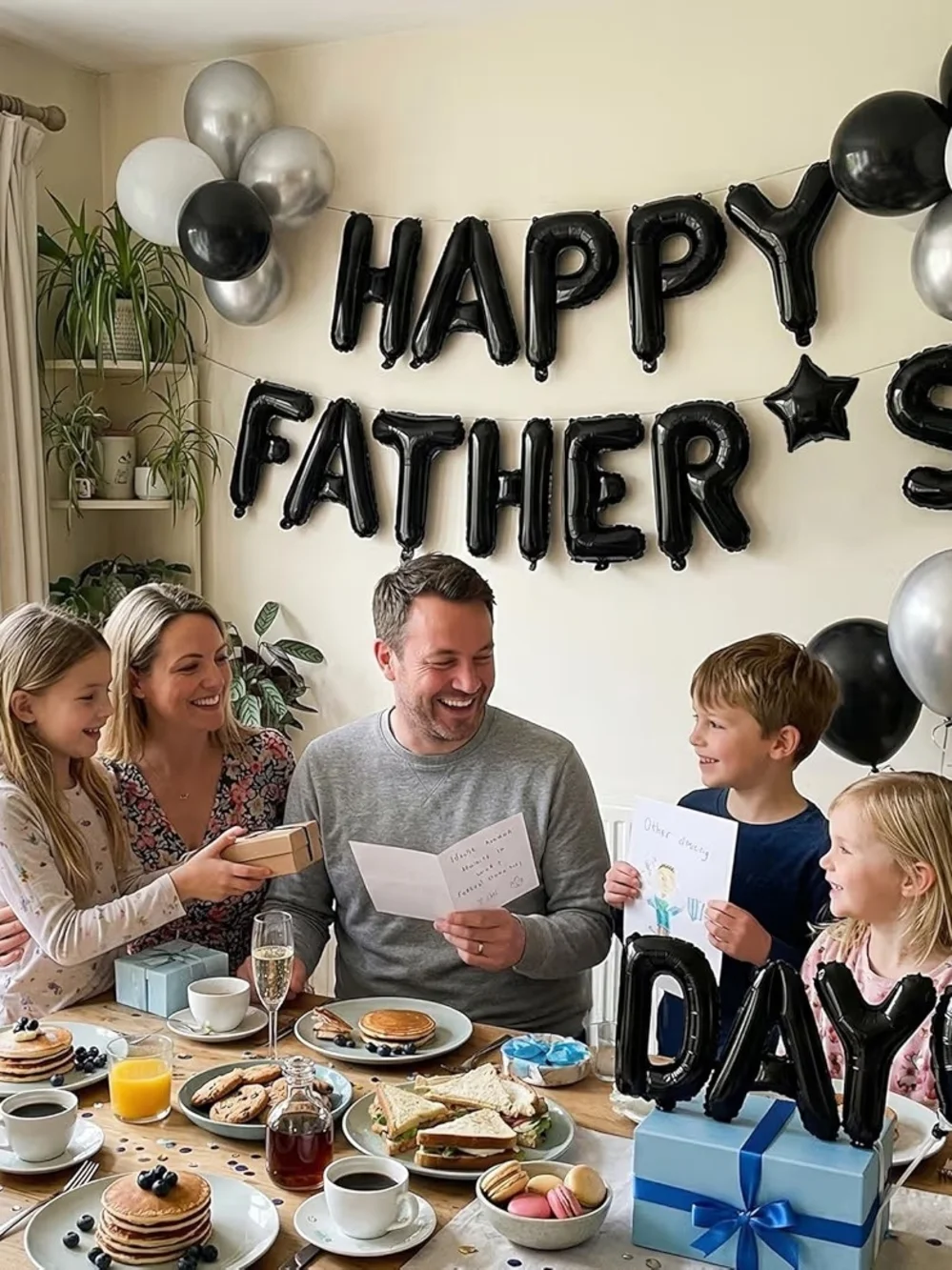 Happy Father's Day Black Balloon Letter Banner Decorations